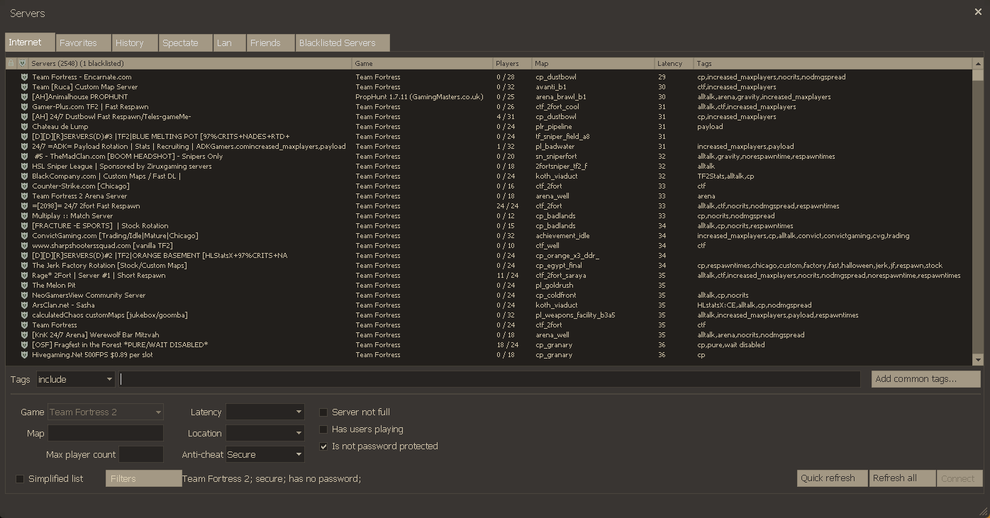 FileSteam Server Browser.png Official TF2 Wiki Official Team