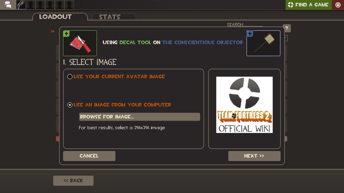 FileDecal tool step 1 en.png Official TF2 Wiki Official Team